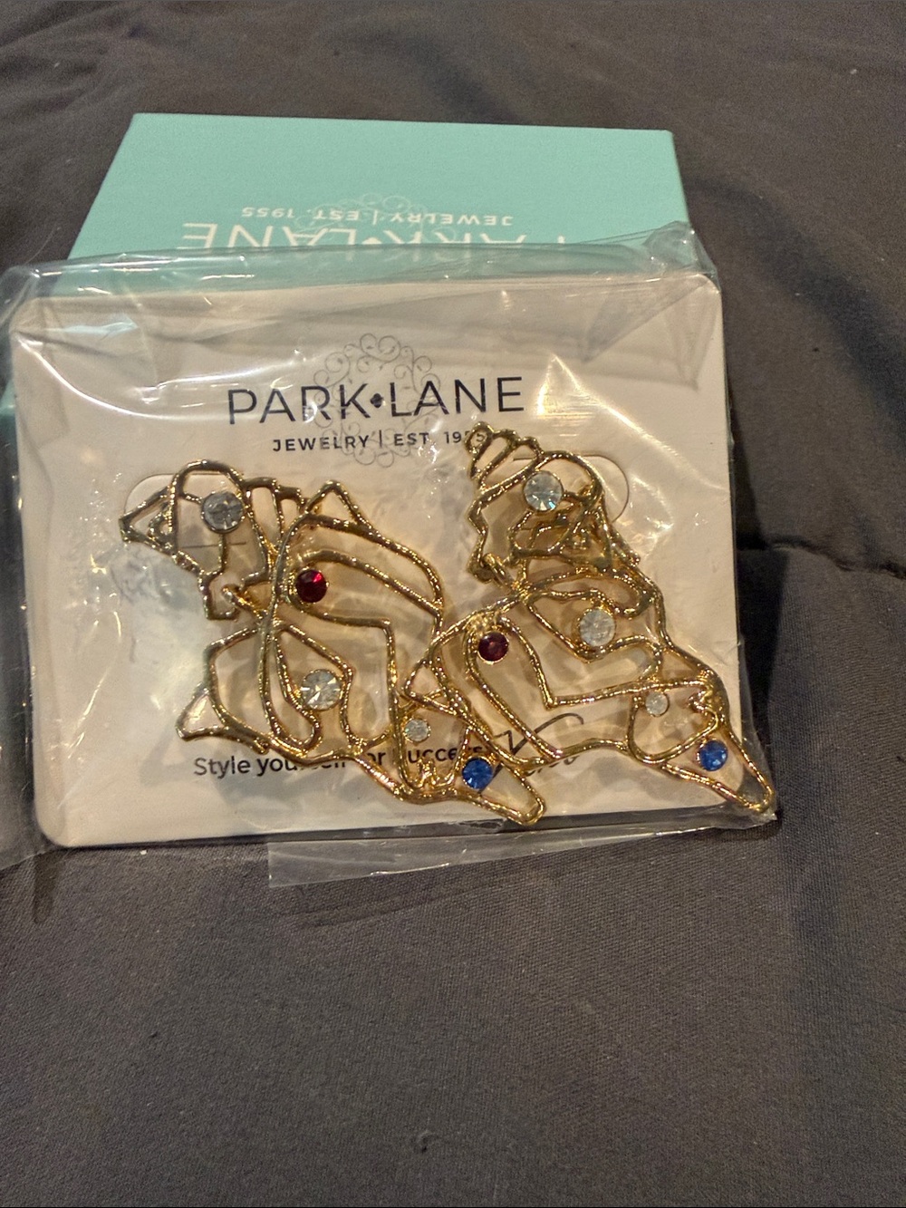 Park Lane Gold Tone Multicolor Crystal Leaf Earrings